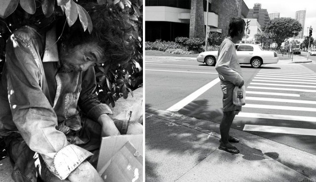 Fotoğraflarını çektiği evsiz insanlardan birisi de babası çıktı!