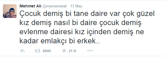 Twitter fenomeni Mehmet Ali'den inciler